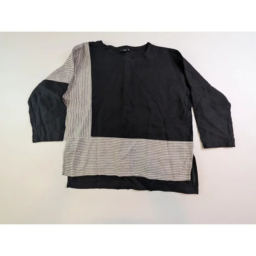 Lisa Bayne Linen Color-blocked Top Size Small - Picture 2 of 9